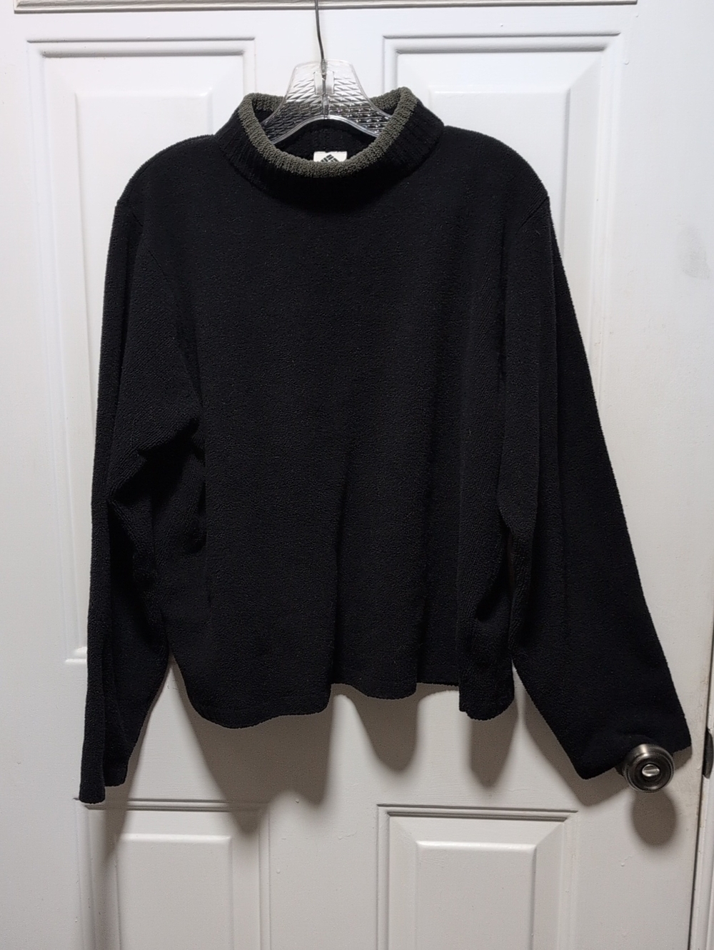 Columbia Black Fleece Pullover with Olive Contrast Turtleneck